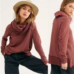 Free People FP Beach One Body Cowl Neck Terracotta Long Slv Pullover Top XS/S
